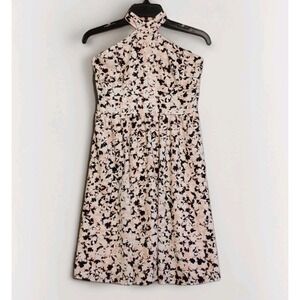 BCBG MAXAZRIA SIZE 6 BLUSH FLORAL PRINT HALTER MINI DRESS